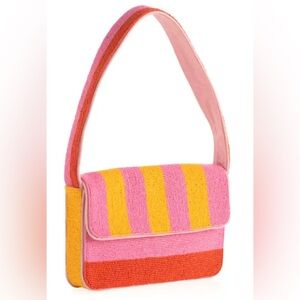 Shiraleah Pink, Yellow & Orange Striped Shoulder Bag